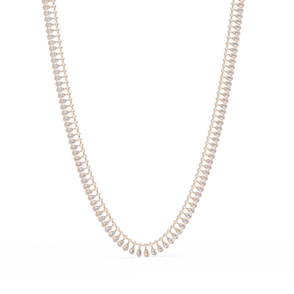 Tennis Round & Pear Cut Rose Gold Lab Grown Diamond Necklace - HIGHCARAT DIAMONDS