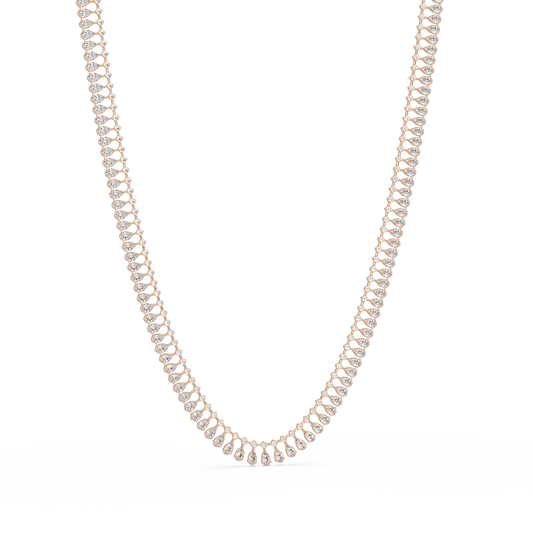 Tennis Round & Pear Cut Rose Gold Lab Grown Diamond Necklace - HIGHCARAT DIAMONDS