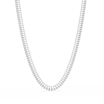 Tennis Round & Pear Cut Rose Gold Lab Grown Diamond Necklace - HIGHCARAT DIAMONDS