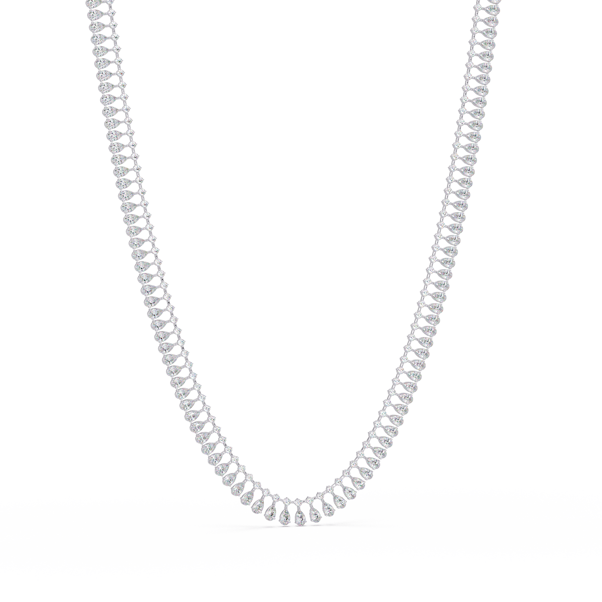 Tennis Round & Pear Cut Rose Gold Lab Grown Diamond Necklace - HIGHCARAT DIAMONDS