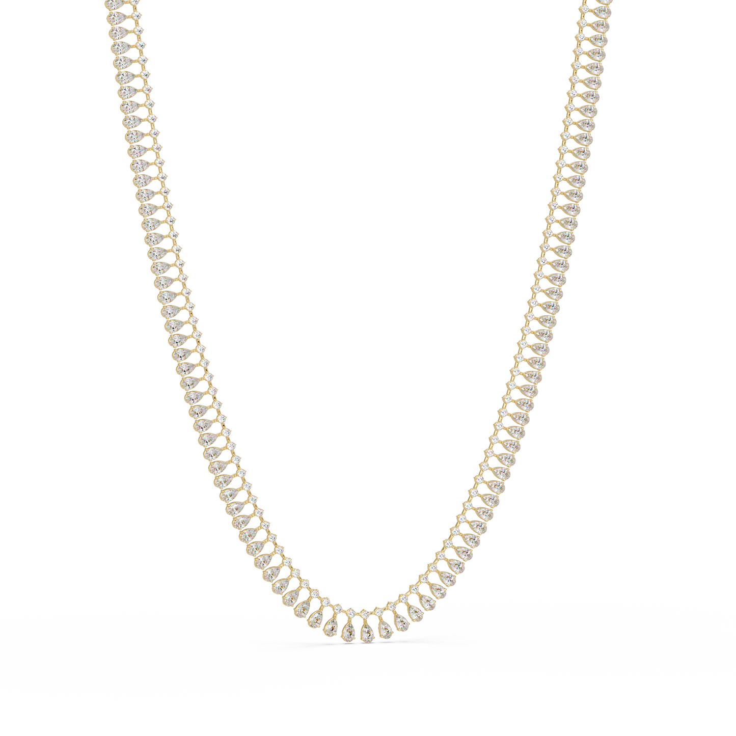 Tennis Round & Pear Cut Rose Gold Lab Grown Diamond Necklace - HIGHCARAT DIAMONDS