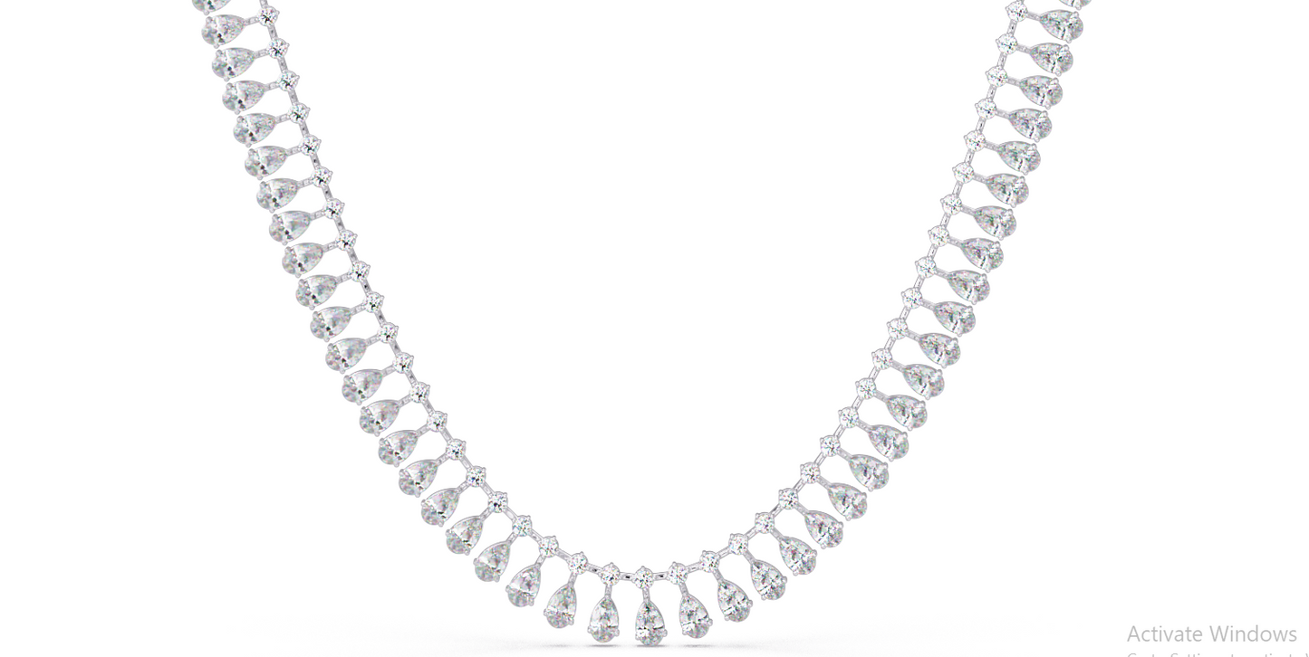 Tennis Round & Pear Cut Rose Gold Lab Grown Diamond Necklace - HIGHCARAT DIAMONDS