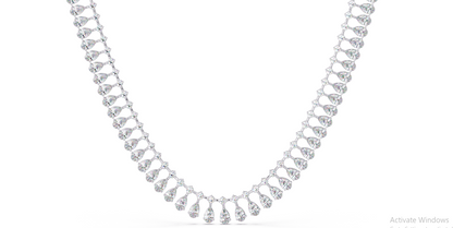 Tennis Round & Pear Cut Rose Gold Lab Grown Diamond Necklace - HIGHCARAT DIAMONDS