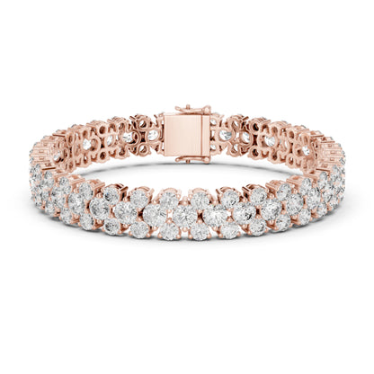 15.05Ct Round Top Grade Lab Grown Diamond Unique Three Row Vintage Bridesmaid Tennis Bracelet For Gift - HIGHCARAT DIAMONDS