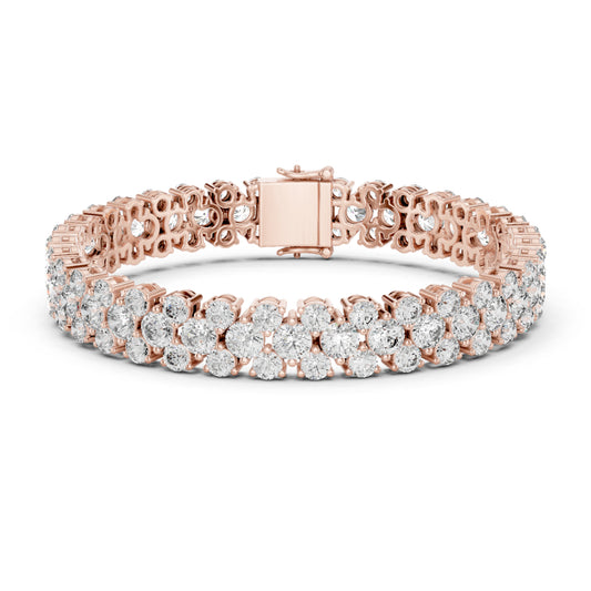 15.05Ct Round Top Grade Lab Grown Diamond Unique Three Row Vintage Bridesmaid Tennis Bracelet For Gift - HIGHCARAT DIAMONDS