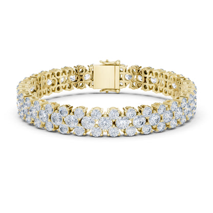15.05Ct Round Top Grade Lab Grown Diamond Unique Three Row Vintage Bridesmaid Tennis Bracelet For Gift - HIGHCARAT DIAMONDS