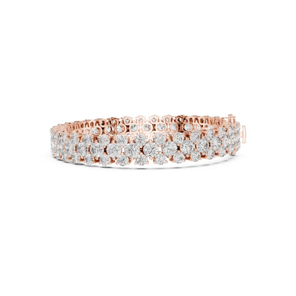15.05Ct Round Top Grade Lab Grown Diamond Unique Three Row Vintage Bridesmaid Tennis Bracelet For Gift - HIGHCARAT DIAMONDS