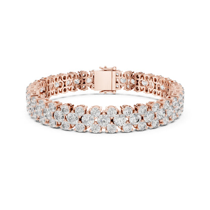 15.05Ct Round Top Grade Lab Grown Diamond Unique Three Row Vintage Bridesmaid Tennis Bracelet For Gift - HIGHCARAT DIAMONDS