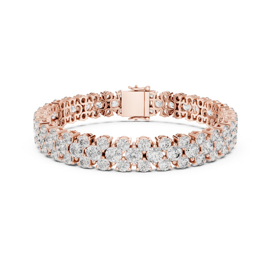 15.05Ct Round Top Grade Lab Grown Diamond Unique Three Row Vintage Bridesmaid Tennis Bracelet For Gift - HIGHCARAT DIAMONDS