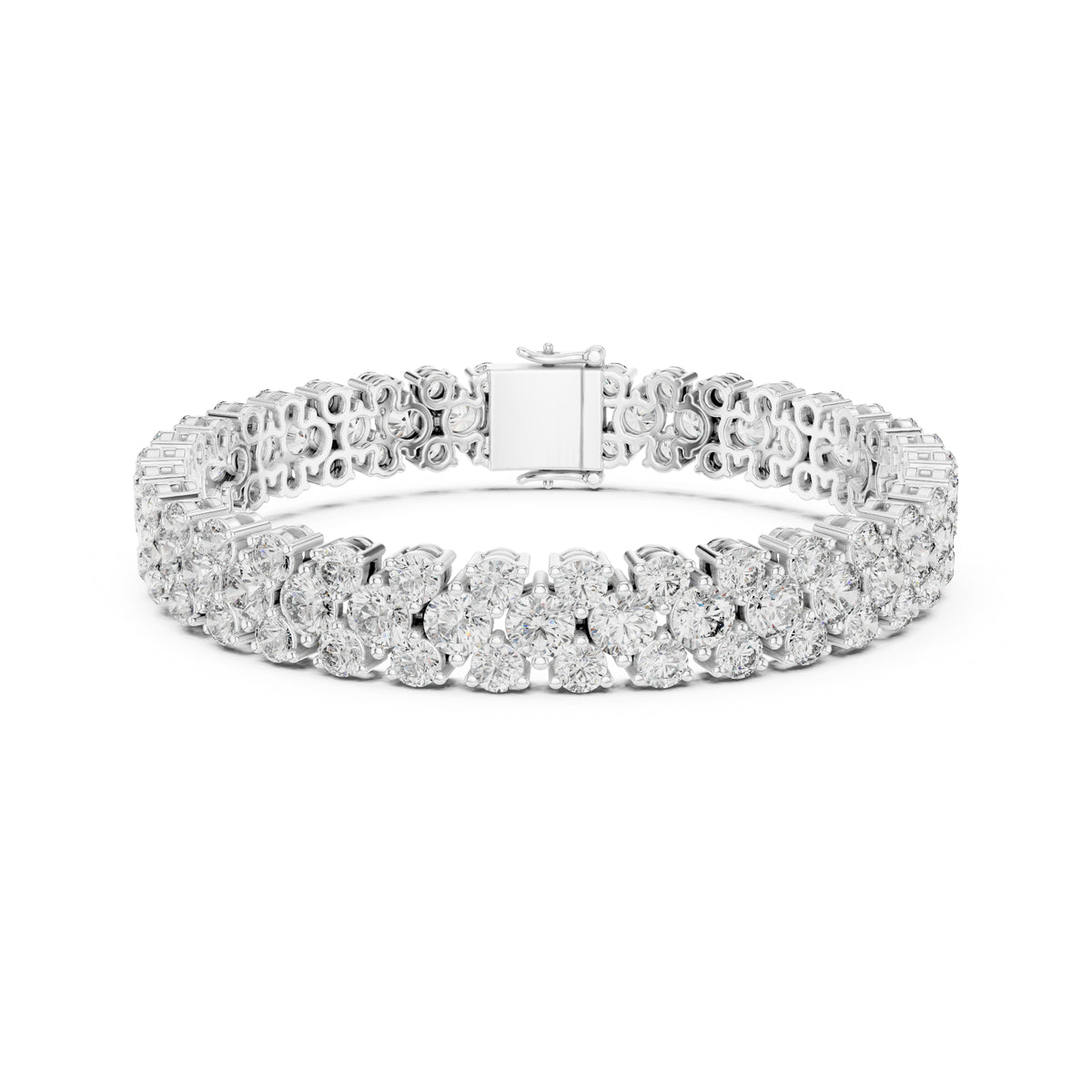 15.05Ct Round Top Grade Lab Grown Diamond Unique Three Row Vintage Bridesmaid Tennis Bracelet For Gift - HIGHCARAT DIAMONDS