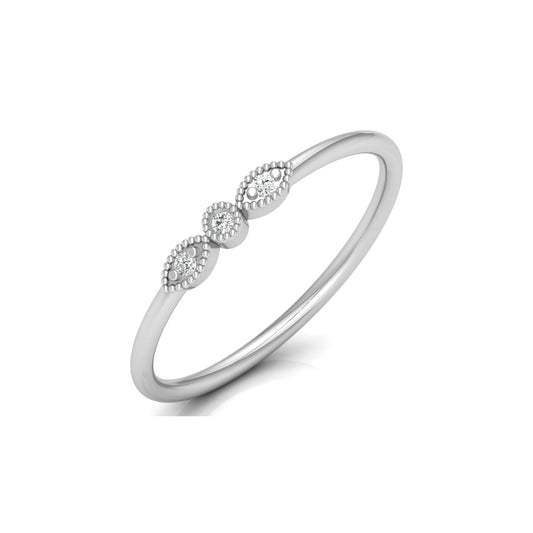 Three-Stone Diamond Ring in 14K Solid Gold Minimalist Real Diamond Band for Everyday Wear