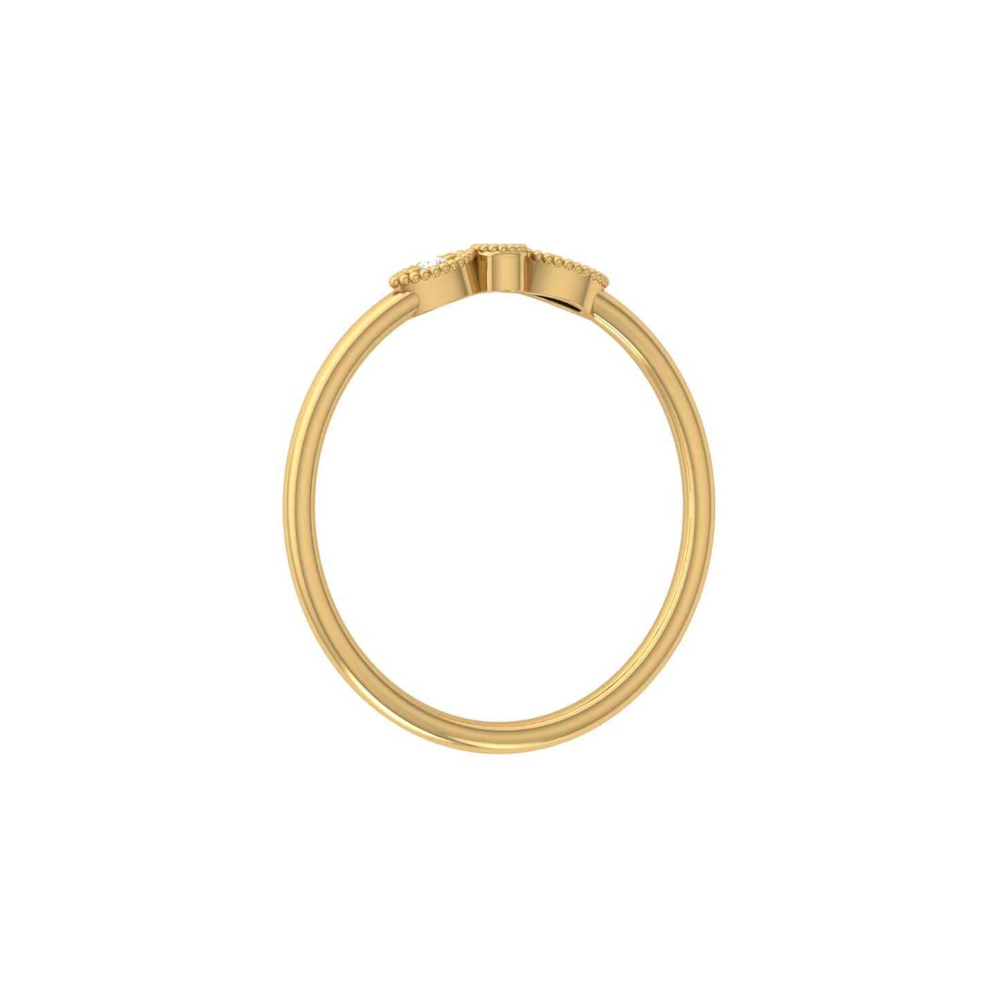Three-Stone Diamond Ring in 14K Solid Gold Minimalist Real Diamond Band for Everyday Wear