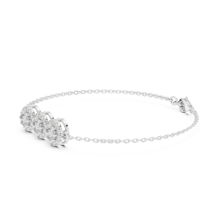 Three Stone Halo Round Cut Lab Grown Diamond Bracelet - HIGHCARAT DIAMONDS