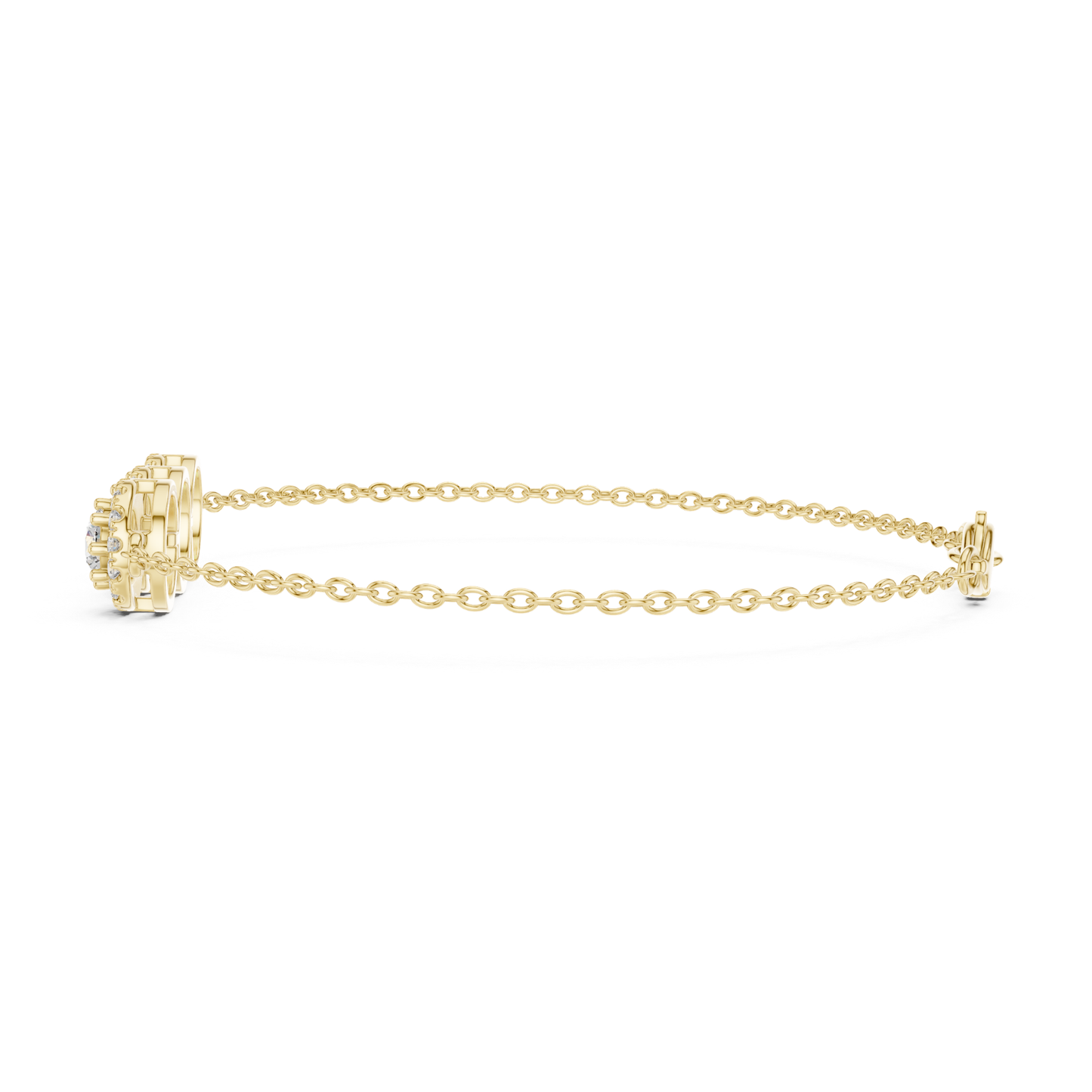 Three Stone Halo Round Cut Lab Grown Diamond Bracelet - HIGHCARAT DIAMONDS