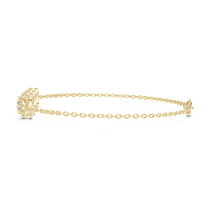 Three Stone Halo Round Cut Lab Grown Diamond Bracelet - HIGHCARAT DIAMONDS