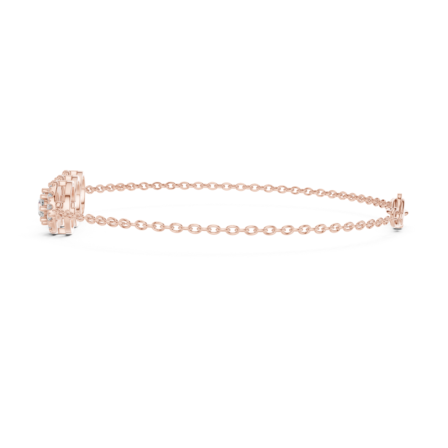 Three Stone Halo Round Cut Lab Grown Diamond Bracelet - HIGHCARAT DIAMONDS
