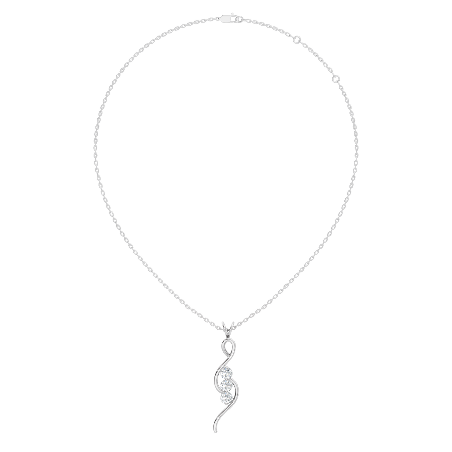 Three-Stone Lab-Grown Diamond Pendant Gold Infinity Minimalist Elegant Jewelry for Women