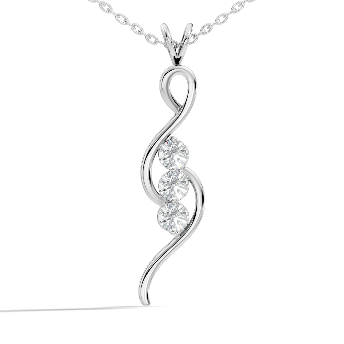 Three-Stone Lab-Grown Diamond Pendant Gold Infinity Minimalist Elegant Jewelry for Women