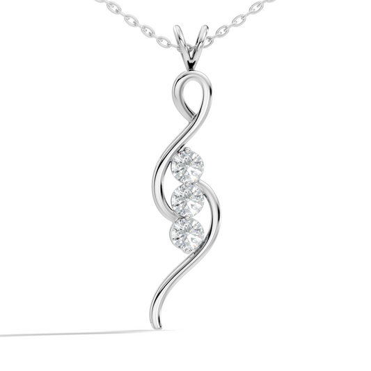 Three-Stone Lab-Grown Diamond Pendant Gold Infinity Minimalist Elegant Jewelry for Women