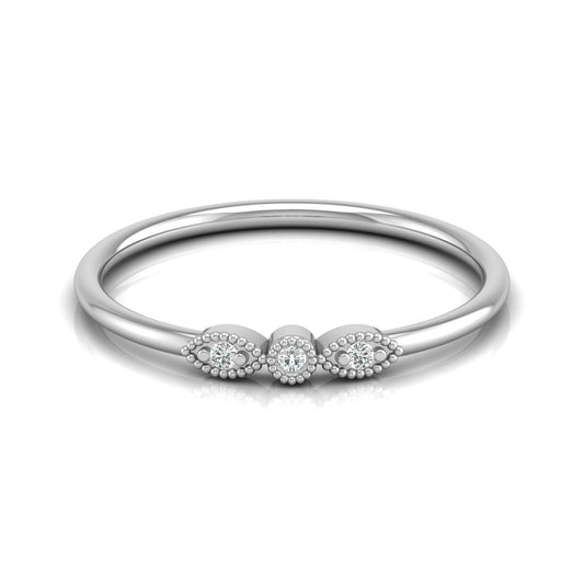 Three-Stone Diamond Ring in 14K Solid Gold Minimalist Real Diamond Band for Everyday Wear - HIGHCARAT DIAMONDS