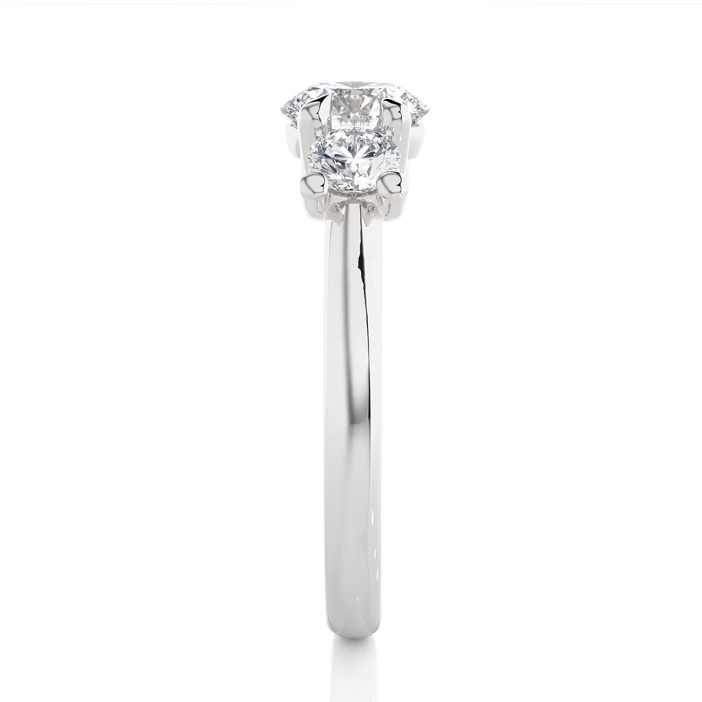 Three Stone Round 1.39 Carat Lab Grown Diamond Engagement Ring For Her