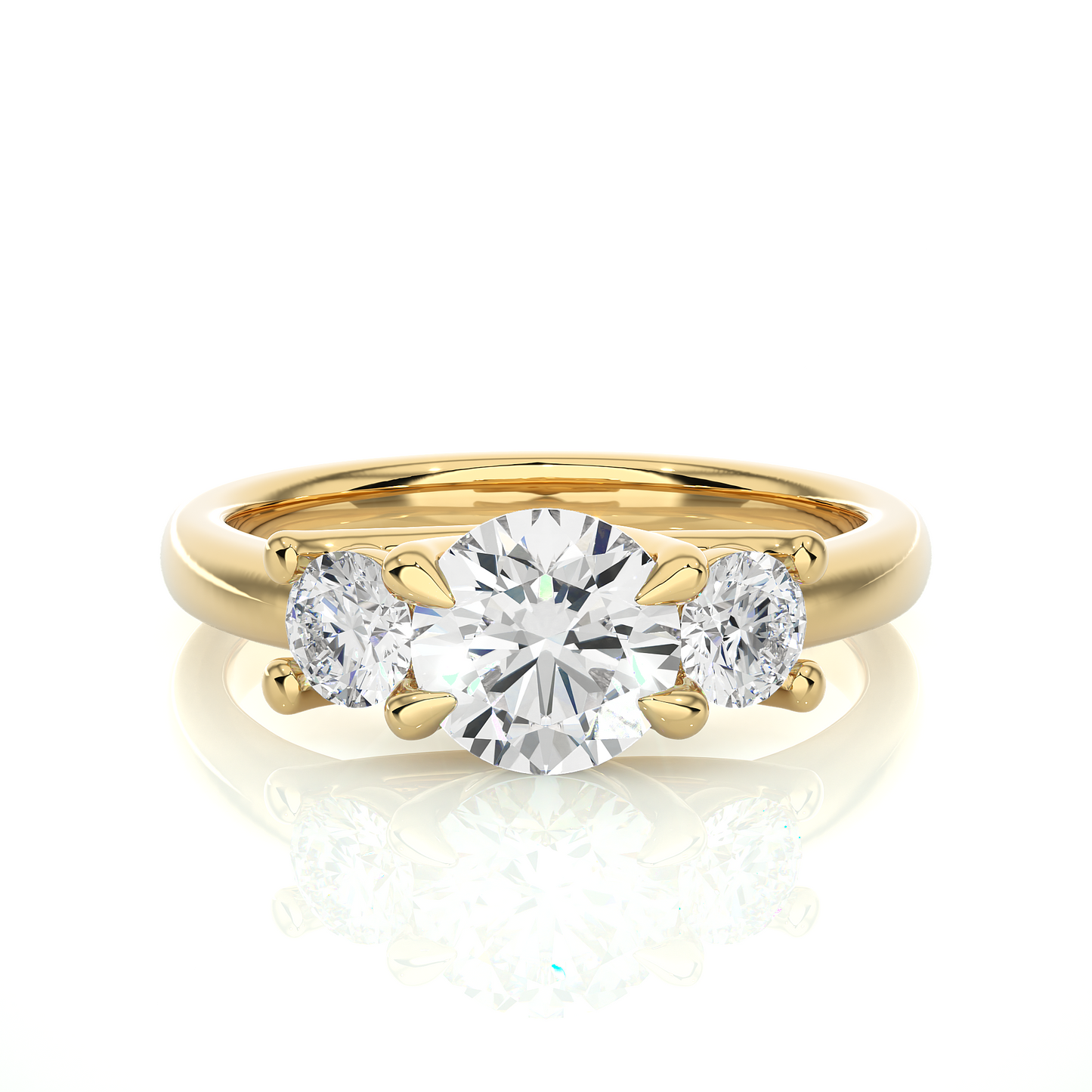 Three Stone Round 1.39 Carat Lab Grown Diamond Engagement Ring For Her