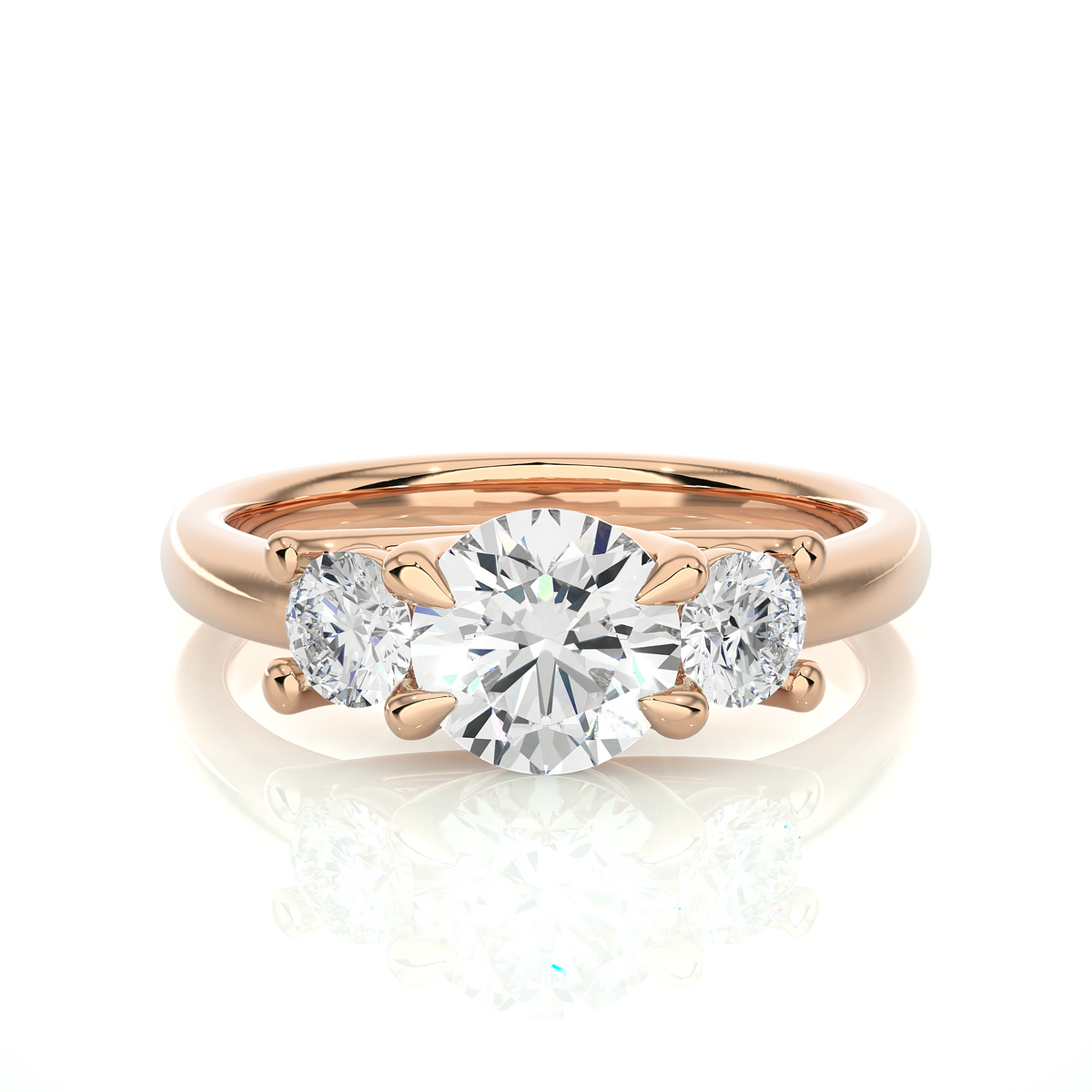 Three Stone Round 1.39 Carat Lab Grown Diamond Engagement Ring For Her - HIGHCARAT DIAMONDS