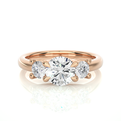 Three Stone Round 1.39 Carat Lab Grown Diamond Engagement Ring For Her - HIGHCARAT DIAMONDS