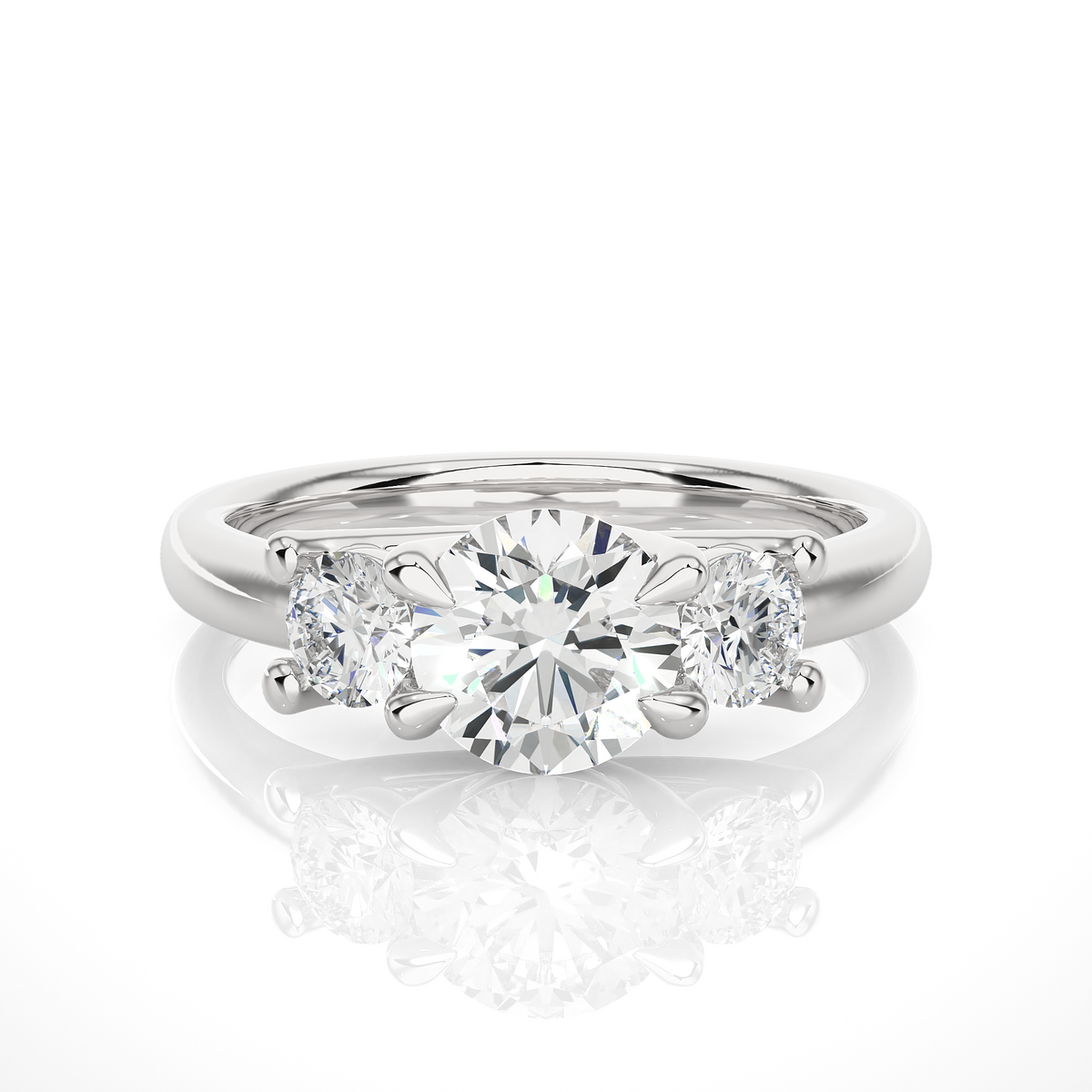 Three Stone Round 1.39 Carat Lab Grown Diamond Engagement Ring For Her - HIGHCARAT DIAMONDS
