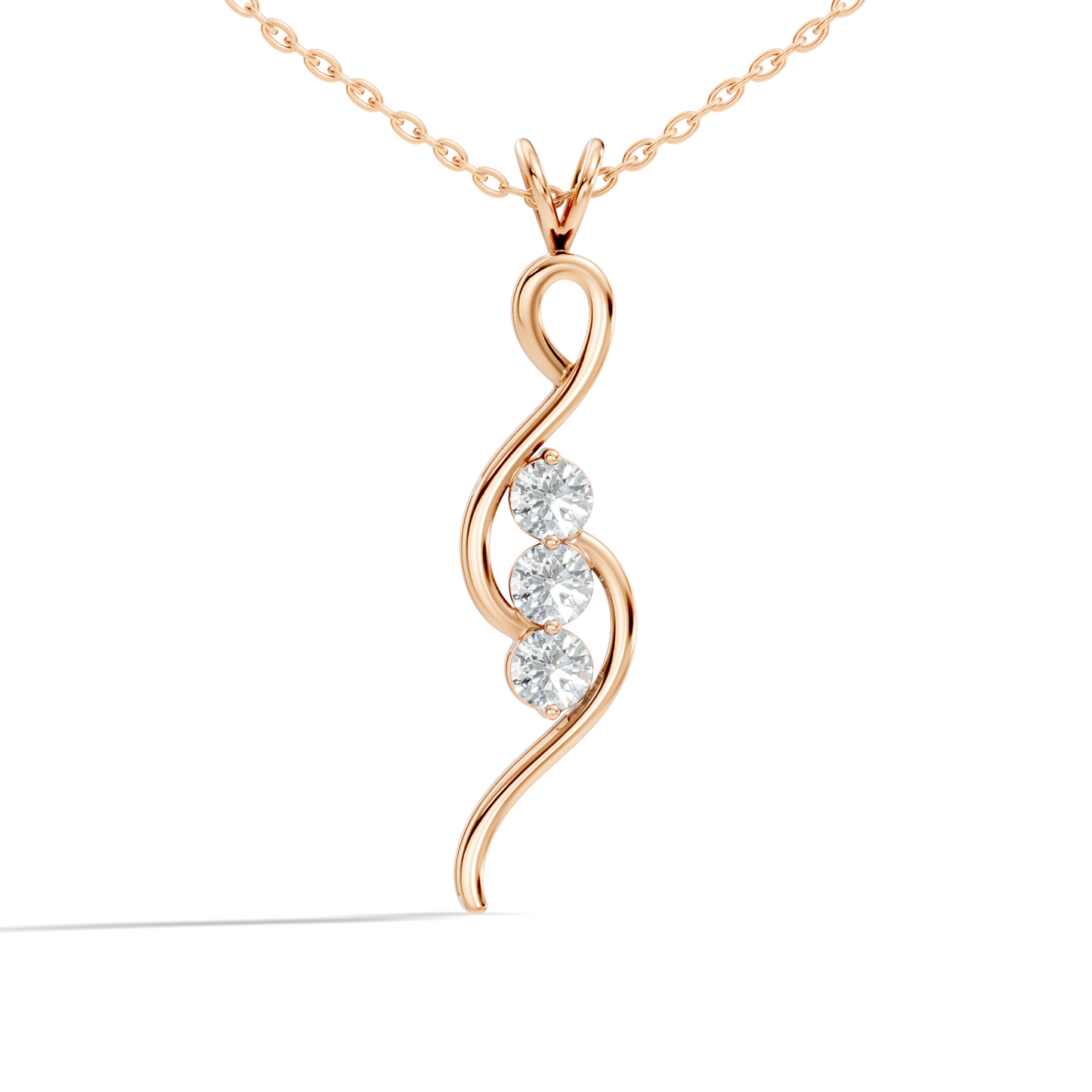 Three stone infinity pendant with round lab grown diamonds