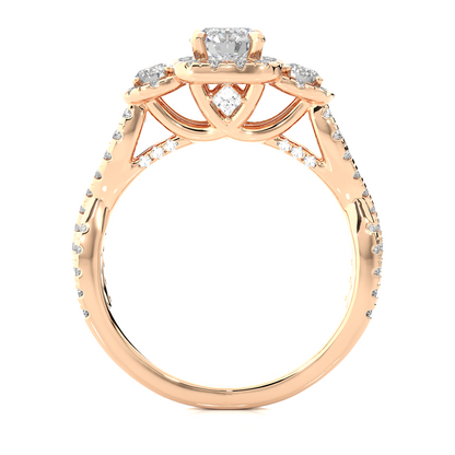 Luxury lab grown diamond ring with pavé split shank band