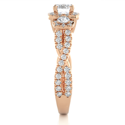 1.35 CT Lab-Grown Three Stones And also attached Pave and Side Stones Diamond Ring - HIGHCARAT DIAMONDS