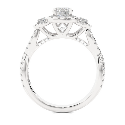 Premium white gold bridal ring with round brilliant diamonds