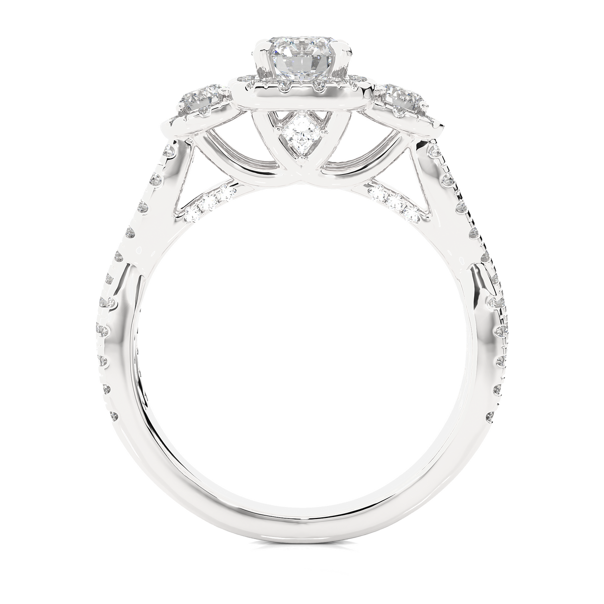 Premium white gold bridal ring with round brilliant diamonds