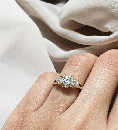 Designer diamond engagement ring with split shank pavé detailing