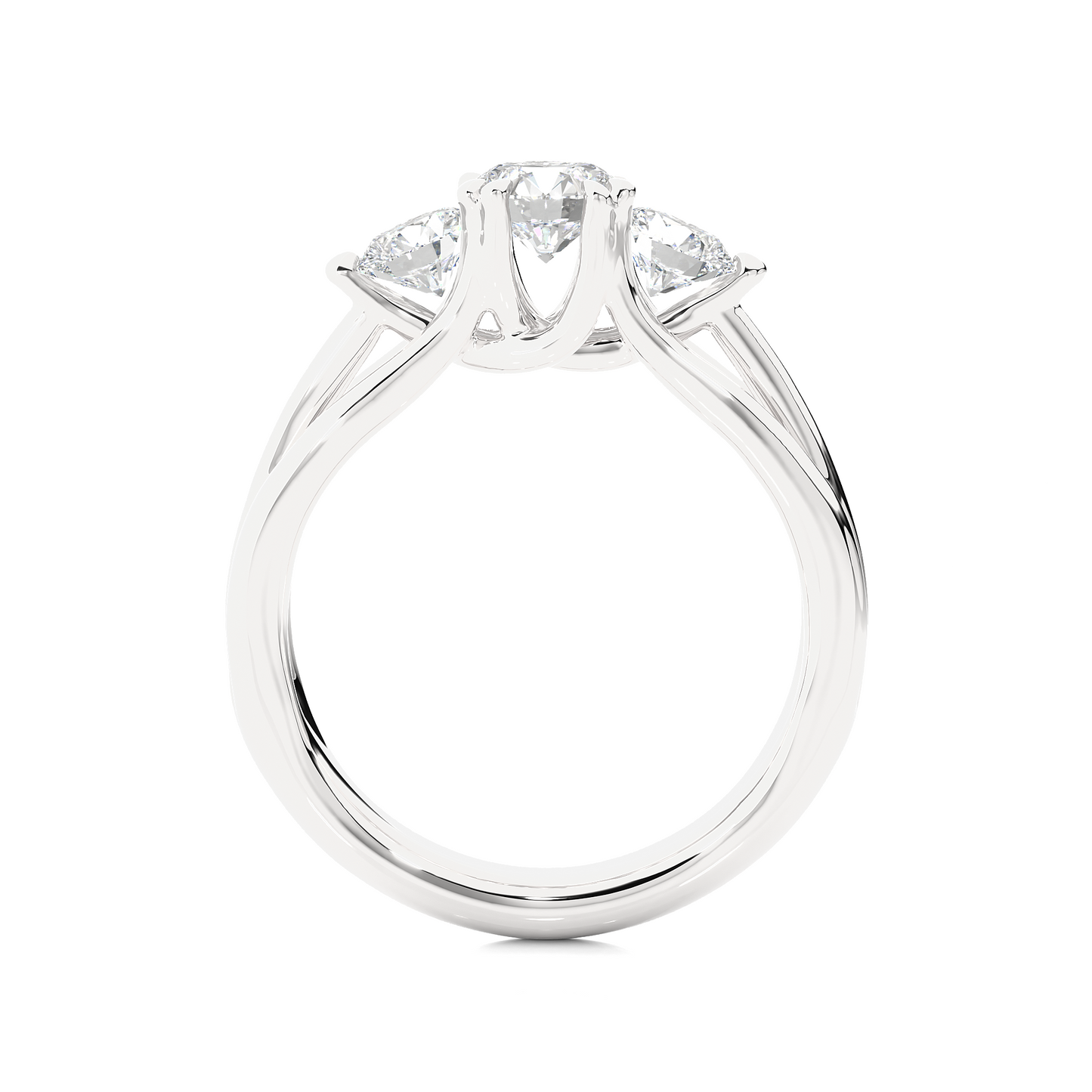 3 Stone Round Shape Ring, Lab Grown 14k Solid Gold Ring, Handmade Jewelry For Her - HIGHCARAT DIAMONDS