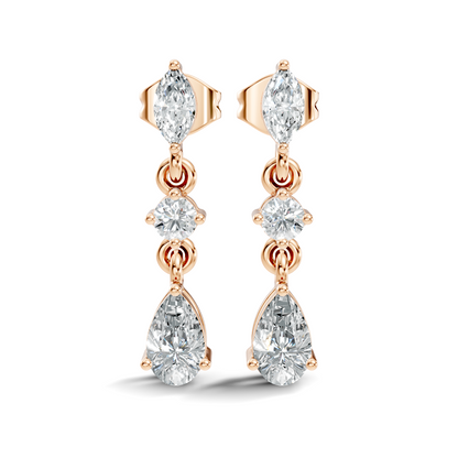 Pear, Marquise and Round Cut Top Grade Lab Grown Diamond Unique Perfect Earring For Bridals - HIGHCARAT DIAMONDS