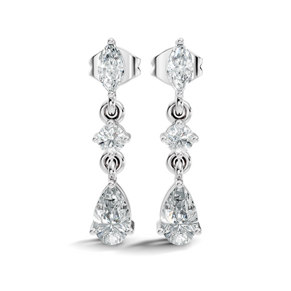 Pear, Marquise and Round Cut Top Grade Lab Grown Diamond Unique Perfect Earring For Bridals - HIGHCARAT DIAMONDS