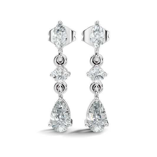 Pear, Marquise and Round Cut Top Grade Lab Grown Diamond Unique Perfect Earring For Bridals - HIGHCARAT DIAMONDS