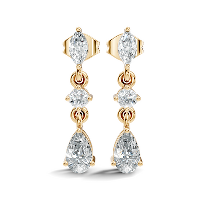 Pear, Marquise and Round Cut Top Grade Lab Grown Diamond Unique Perfect Earring For Bridals - HIGHCARAT DIAMONDS