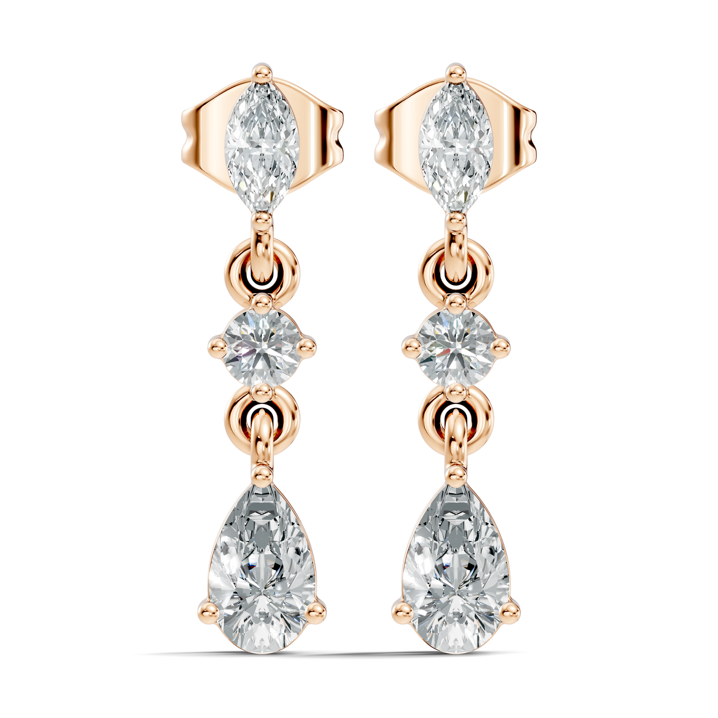 Pear, Marquise and Round Cut Top Grade Lab Grown Diamond Unique Perfect Earring For Bridals - HIGHCARAT DIAMONDS