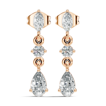 Pear, Marquise and Round Cut Top Grade Lab Grown Diamond Unique Perfect Earring For Bridals - HIGHCARAT DIAMONDS
