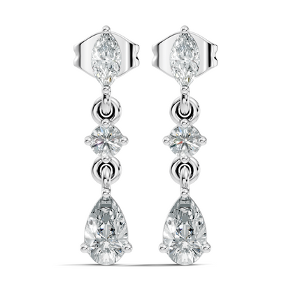 Pear, Marquise and Round Cut Top Grade Lab Grown Diamond Unique Perfect Earring For Bridals - HIGHCARAT DIAMONDS
