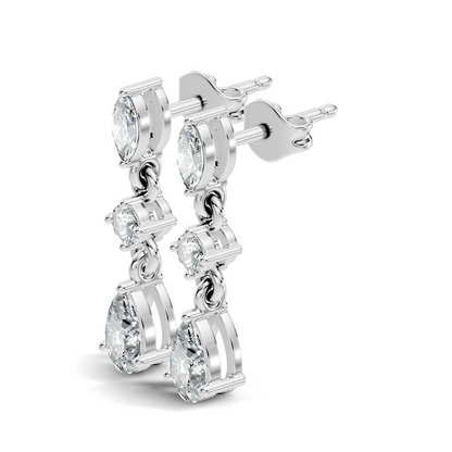 Pear, Marquise and Round Cut Top Grade Lab Grown Diamond Unique Perfect Earring For Bridals - HIGHCARAT DIAMONDS