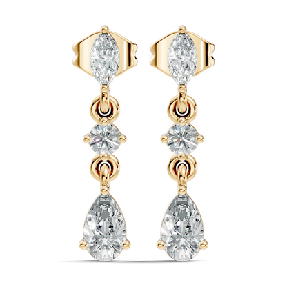 Pear, Marquise and Round Cut Top Grade Lab Grown Diamond Unique Perfect Earring For Bridals - HIGHCARAT DIAMONDS