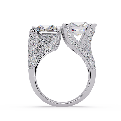 Toi et Moi Emerald Cut Lab Grown Diamond Bezel Ring - HIGHCARAT DIAMONDS