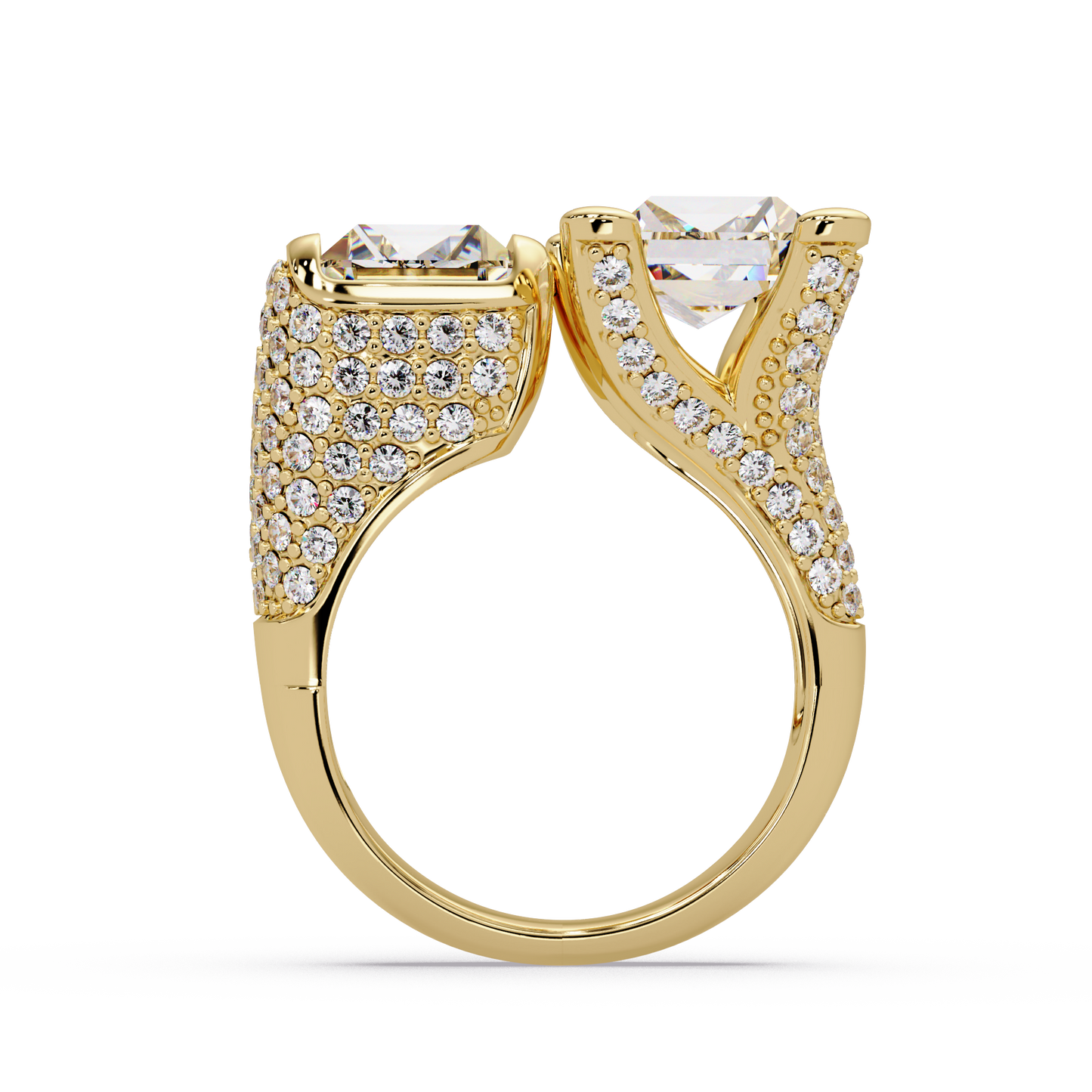 Toi et Moi Emerald Cut Lab Grown Diamond Bezel Ring - HIGHCARAT DIAMONDS