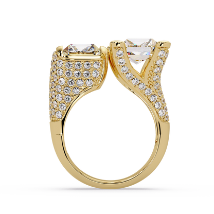 Toi et Moi Emerald Cut Lab Grown Diamond Bezel Ring - HIGHCARAT DIAMONDS