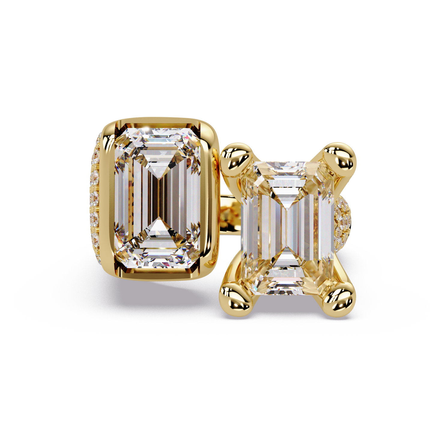 Toi et Moi Emerald Cut Lab Grown Diamond Bezel Ring - HIGHCARAT DIAMONDS