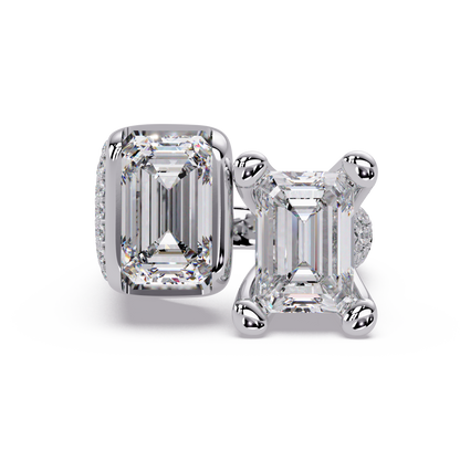 Toi et Moi Emerald Cut Lab Grown Diamond Bezel Ring - HIGHCARAT DIAMONDS